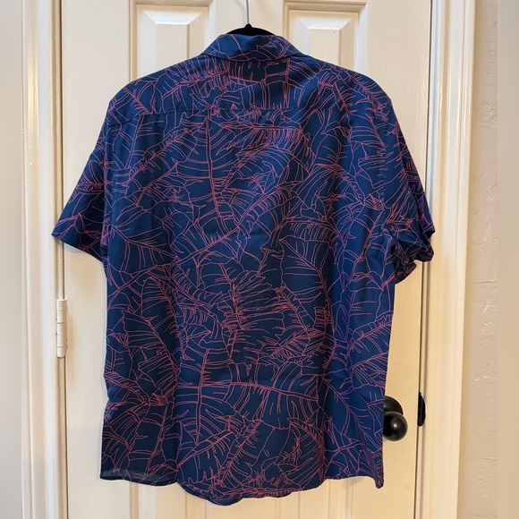 Men’s M Banana Republic Slim Fit Short-Sleeve Button-Up Cotton Shirt, Navy - Picture 3 of 5